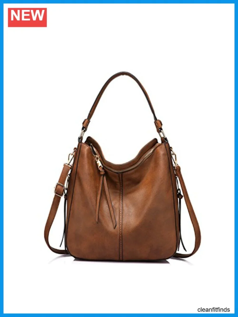 Faux Leather Hobo Crossbody Bag Women's Zip Pockets